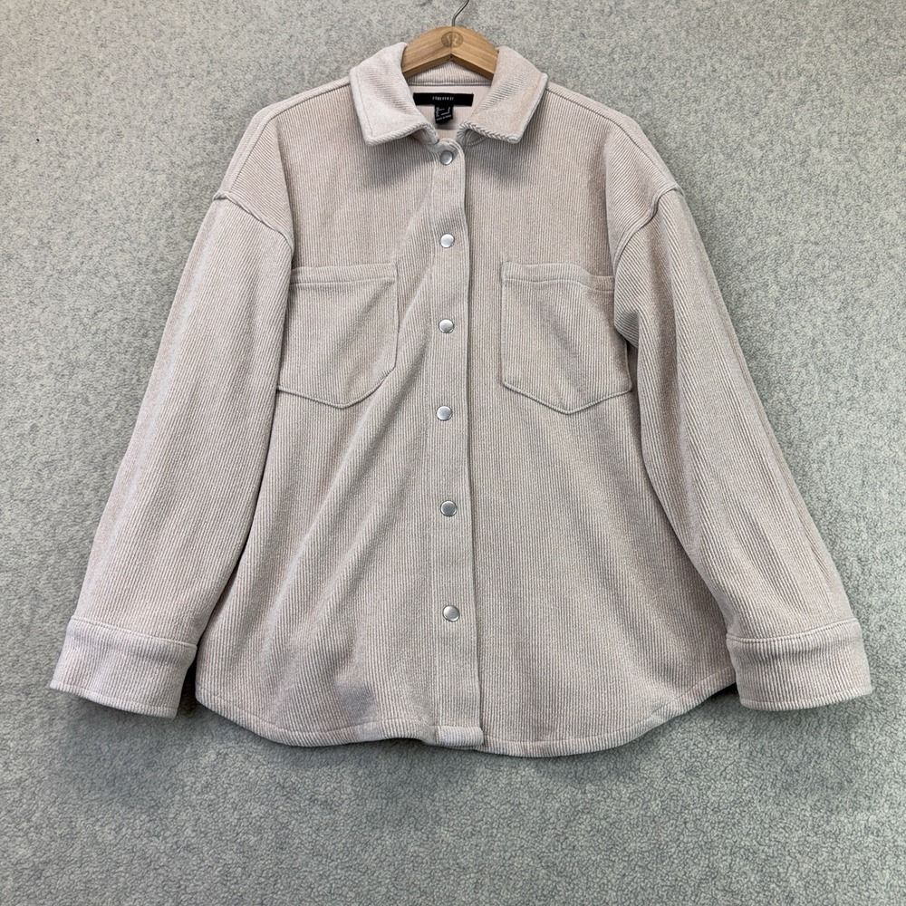Forever 21 Women's Size S Beige Corduroy Shacket Snap Front Oversized Shirt